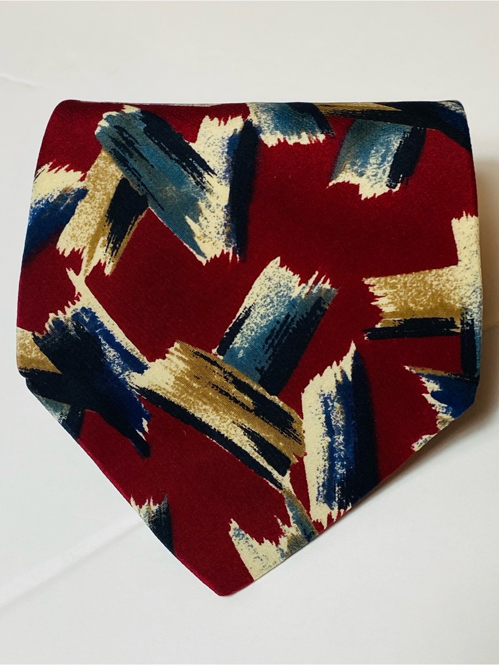 Italian Bugatti Luxury Silk Tie Red Abstract Brushstroke Made in  USA